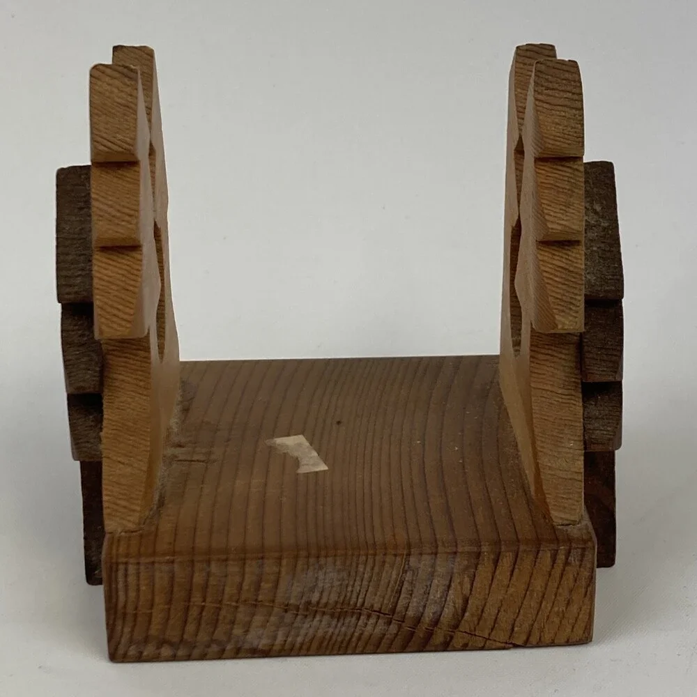 VTG XMAS Pine Tree Wood Folk Art Carved Mail Bills Napkin Holder Kitchen Table